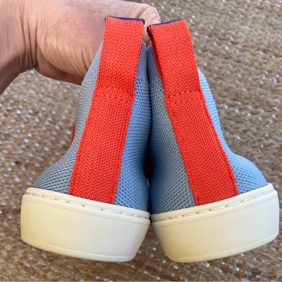 Rothy's Chelsea High Top Boot Size 8 Sneakers Shoes Artic Blue / Orange - Picture 6 of 10